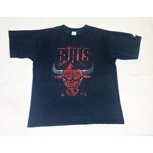 Vintage 90s Starter Chicago Bulls T-Shirt Black XL Basketball Single Stitch